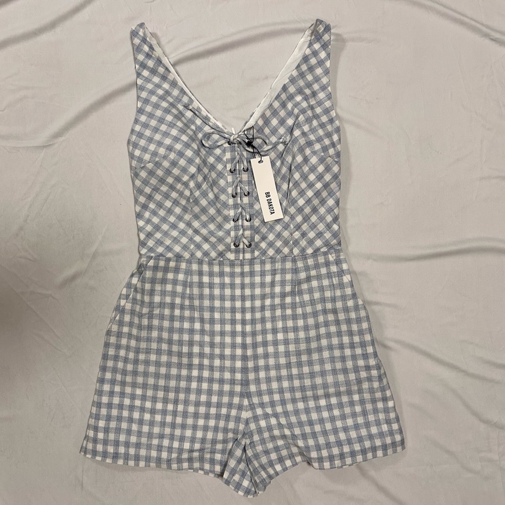 BB Dakota Women’s Blue and White Playsuit-Romper, Size 2